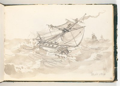 Három vitorlás hajó a nyílt tengeren alkotó: Johan Christian Dahl