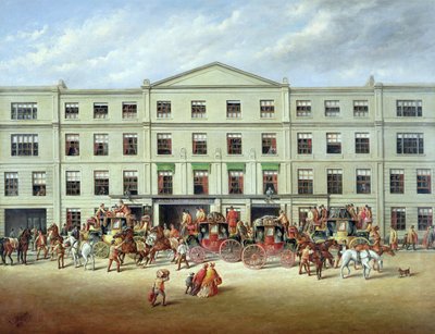 Lócsere a Plough Innen kívül, Cheltenham, 1870 alkotó: J.C. Maggs