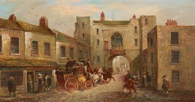 Szent János-kapu északról kocsival és lovakkal, 1880 alkotó: J.C. Maggs