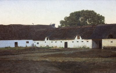 Egy farm Vendsysselben. Napnyugta alkotó: J.C. Schlichtkrull