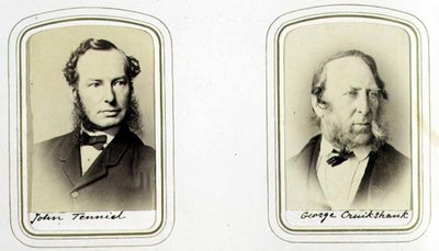 Sir John Tenniel (1820-1914) és George Cruikshank (1792-1878) portréi 1860 körül (albumnyomat) alkotó: J.C. Watkins