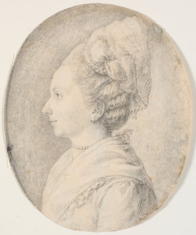 Női portré. Profil a bal oldalon alkotó: J.F. Clemens