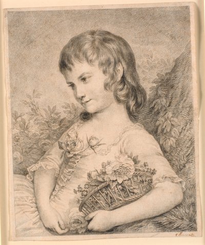 Kislány virágkosárral (Octavie Diodati) alkotó: J.F. Clemens