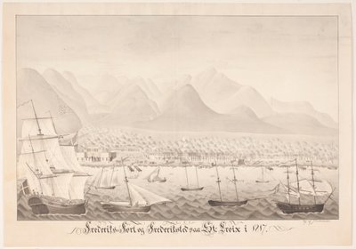 Frederiksfort és Frederiksted a St Croix-on alkotó: J.L.V. Michaelsen