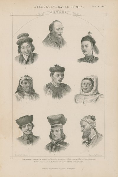 Különböző mongol fajok kilenc arca alkotó: J.L. Williams