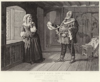 Falstaff és Mrs Ford, Windsor víg asszonyai, III. felvonás, III. jelenet alkotó: J.M.L. Ralston