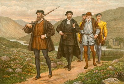 John Knox kardot viselő George Wishart előtt, a dundee-i merénylet után alkotó: J.M.L. Ralston