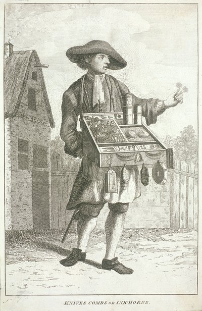 „Kives Combs or Ink-horns”, Cries of London, c1750 alkotó: JM