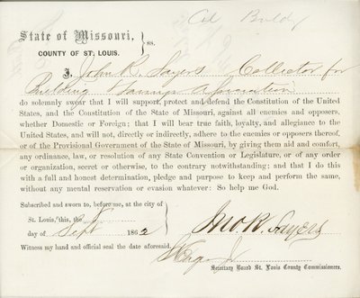 John R. Sayers hűségesküje, Missouri, St. Louis megye alkotó: J.R. Sayers