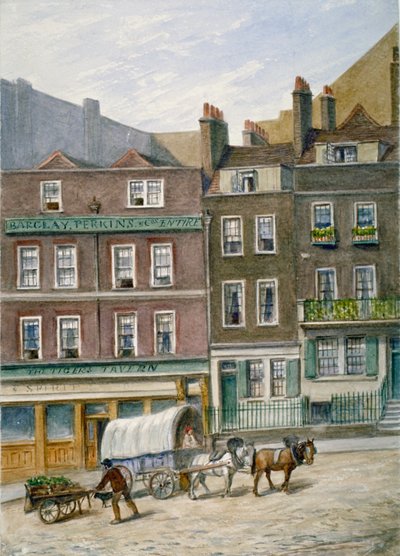 The Tiger Tavern, Tower Dock, London, 1868. alkotó: JT Wilson