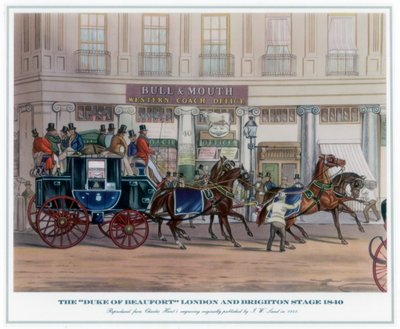 The Duke of Beaufort London and Brighton Stage, 1840, 1841. alkotó: JW Land