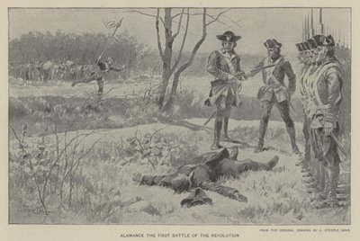 Alamance, a forradalom első csatája (litho) alkotó: J. (after) Steeple Davis