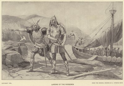 A norvégek partraszállása (litho) alkotó: J. (after) Steeple Davis
