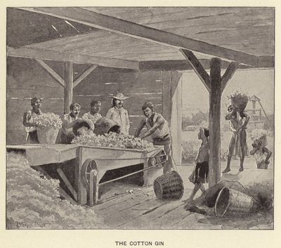 The Cotton Gin (litho) alkotó: J. (after) Steeple Davis