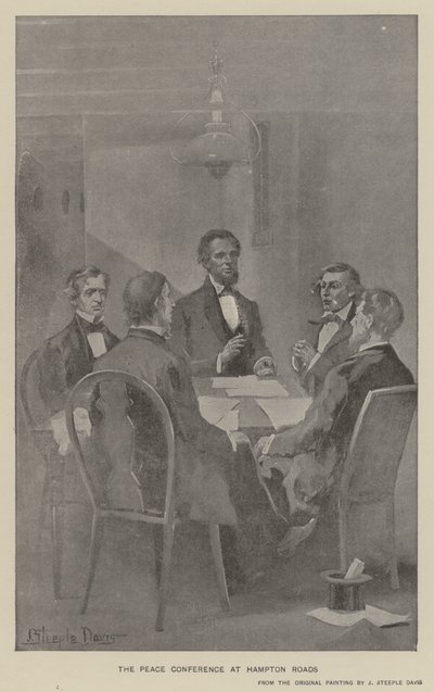 A Hampton Roads-i békekonferencia (litho) alkotó: J. (after) Steeple Davis