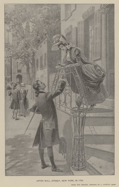Upper Wall Street, New York, 1783 (litho) alkotó: J. (after) Steeple Davis