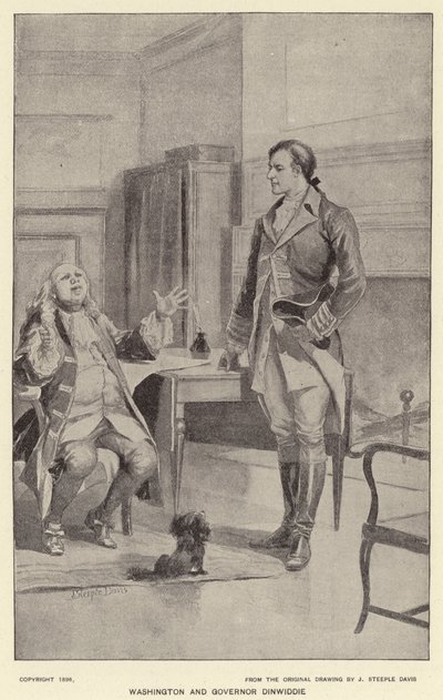 Washington és Dinwiddie kormányzó (litho) alkotó: J. (after) Steeple Davis