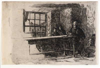 Halászkunyhó--belső--Man-sziget alkotó: J. Alden Weir