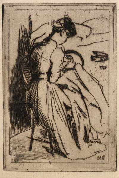 Nő hímzés alkotó: J. Alden Weir