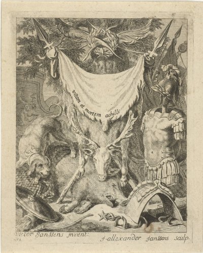 Címlenyomat egy sorozathoz, amely Akhilleusz életének jeleneteit tartalmazza Jelenetek Akhilleusz életéből (sorozat címe) Vitam et mortem achilli (sorozat címe a tárgyon) alkotó: J. Alexander Janssens