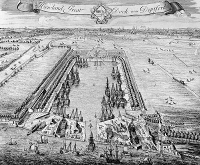 Howland Great Dock, Deptford közelében, 1715-20 körül alkotó: J. Badslade