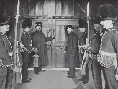 A toronykapuk bezárása, bekötés az éjszakára alkotó: J. Benjamin Stone