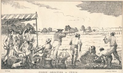 „Galamblövészet Indiában”, 19. század. alkotó: J Bennett