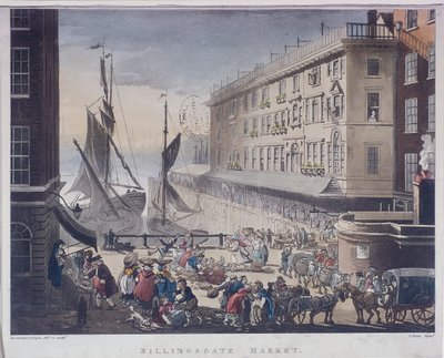 Billingsgate Market és Wharf, London, 1808 alkotó: J Bluck