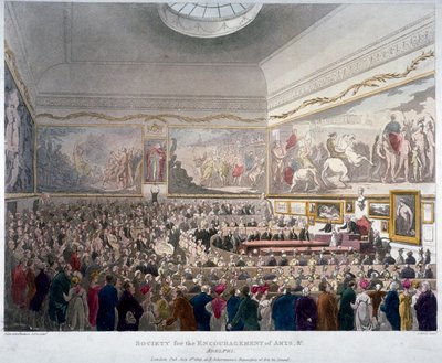 A Művészeti Társaság találkozója az Adelphi épületekben, Westminster, London, 1809 alkotó: J Bluck