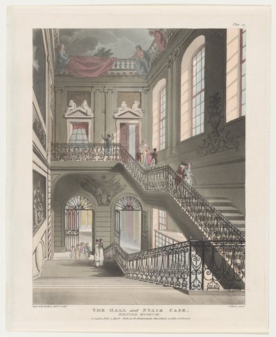 The Hall and Stair Case, British Museum, 1808. április 1., 1808. április 1. alkotó: J. Bluck