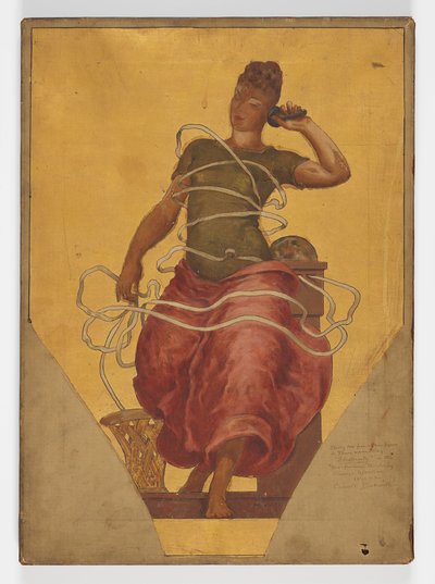 Tanulmány az elektromosság függőfigurájáról, a gyárak kupolája és a Liberal Arts Building, Columbian World Exposition, Chicago, IL alkotó: J. Carroll Beckwith