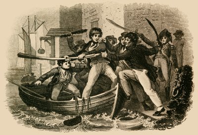 Mary Anne Talbot ellenáll a sajtóbandának, 1822. alkotó: J. Chapman