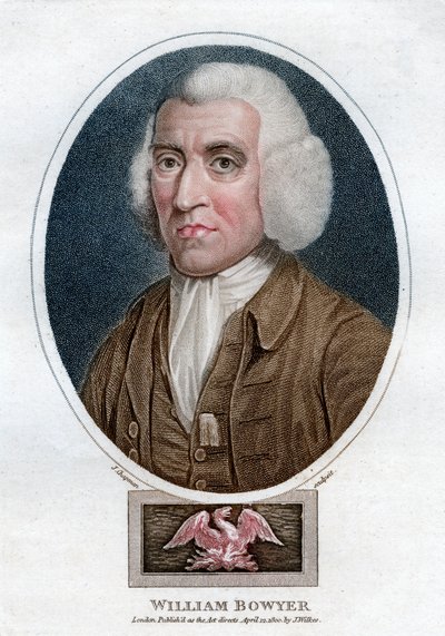 William Bowyer, 18. századi angol nyomdász és irodalmi szerkesztő, 1800. alkotó: J. Chapman