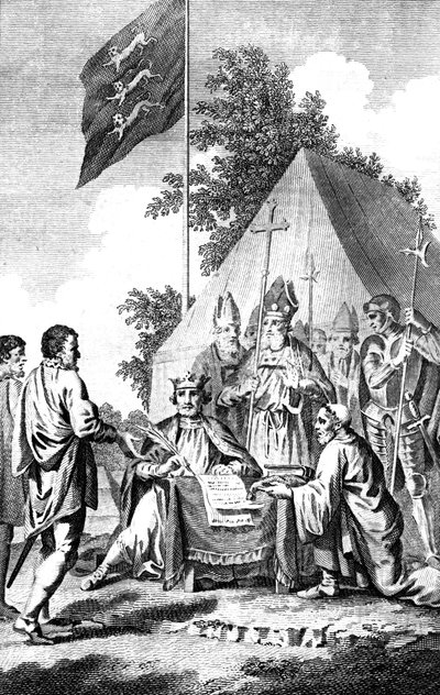 János király aláírta a Magna Cartát, 1215 c18. század. alkotó: J. Collyer