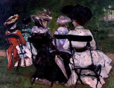 In the Park, 1900 körül (olaj a fedélzeten) alkotó: J. Edward Homerville Hague