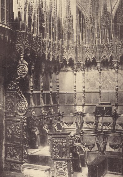 Kórusszékek a barcelonai katedrálisban (fekete-fehér fotó) alkotó: J. Furnells
