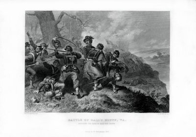 Edward Baker ezredes holttestének megmentése, Battle of Balls Bluff, Virginia, 1862-1867. alkotó: J. Godfrey