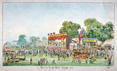 Vásár a Hyde Parkban, Westminster, London, 1814 alkotó: J Gordon