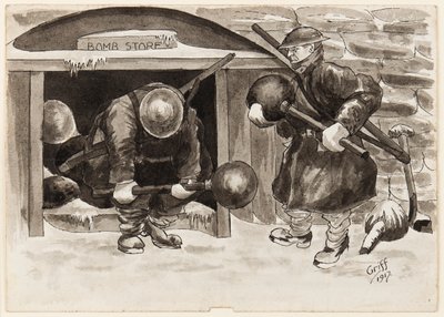 „És azt mondták nekünk, hogy karácsonyra vége lesz a háborúnak, „mikor hordjuk a pudákat Fritznek, ahelyett, hogy a sajátunkat vinnénk az „ome”-ba. alkotó: J. Griffiths