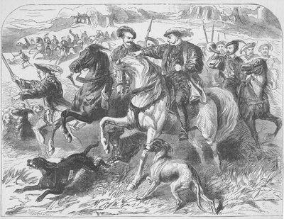 VIII. Henrik a királyi vadászaton az Epping Forestben, Boleyn Anna kivégzésének reggelén (nyomtatás) alkotó: J. H. Nicholson