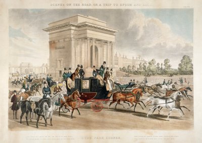 Lovas kocsik a Hyde Park Corner mentén, London, 1838 alkotó: J Harris