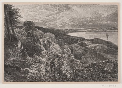 Kilátás a Munkebjerg felől a Vejle fjord felett alkotó: J. Hildebrand