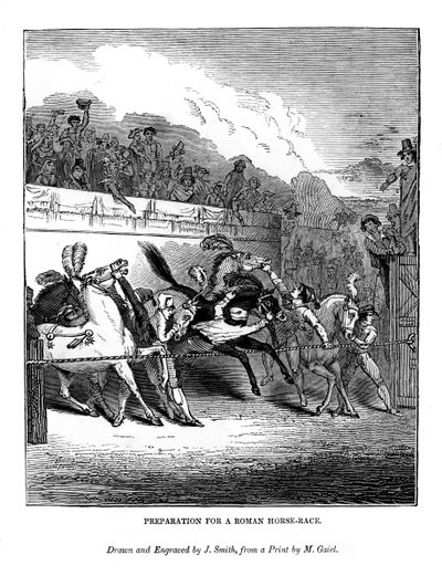 Felkészülés egy római lóversenyre, 1843 alkotó: J. Jackson