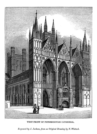 A Peterborough-i székesegyház nyugati frontja, 1843 alkotó: J. Jackson