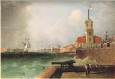 Portsmouth kikötőjének bejárata 1846 alkotó: J. Lynn
