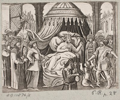 Illusztráció Adam Oleariushoz, „Perzsa Rosenthal, Schich Saadi leleményes költője […]”, Schleswig 1660 alkotó: J. Muller