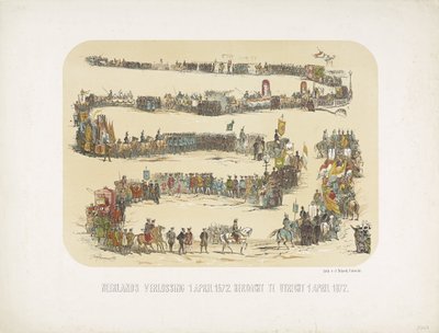 Holland megváltás 1572. április 1. Utrechtben 1872. április 1-jén emlékeztek meg (cím a tárgyon) alkotó: J. Nikerk