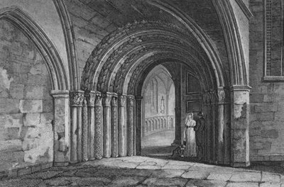 Ajtó a Temple Church-hez, London (metszet) alkotó: John Preston Neale