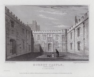 Hornby kastély, Belső udvar, Yorkshire (metszet) alkotó: John Preston Neale