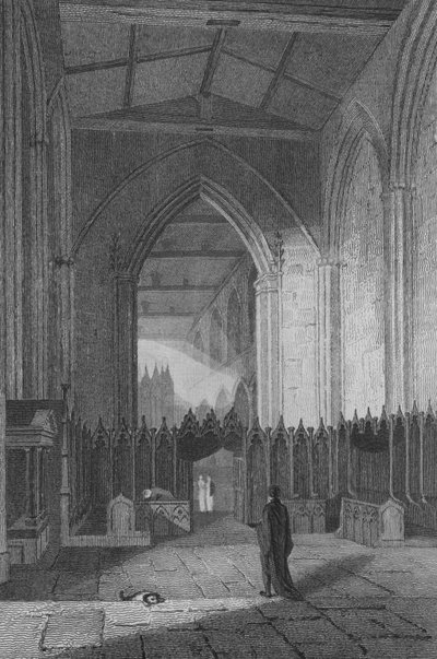 A Szent Katalin-templom belseje (metszet) alkotó: John Preston Neale